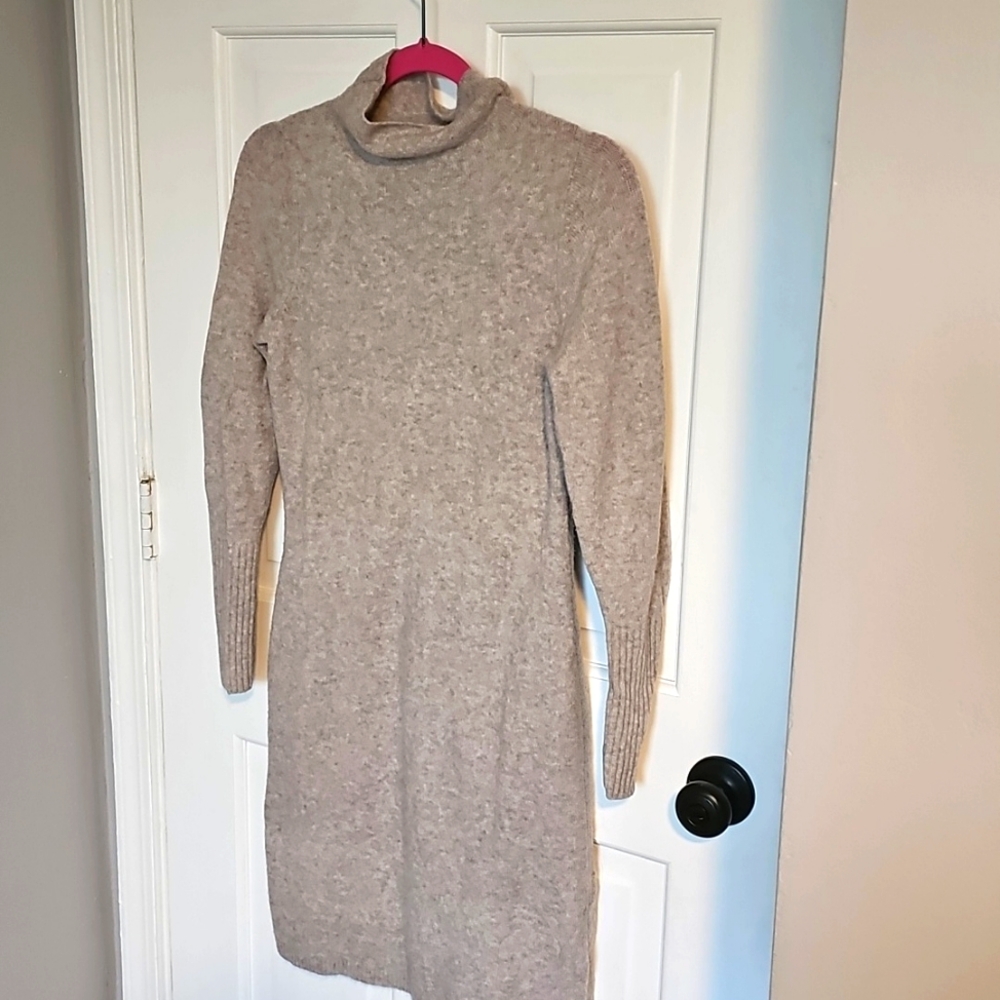 Express Mock neck Long Sleeve Midi Sweater Dress